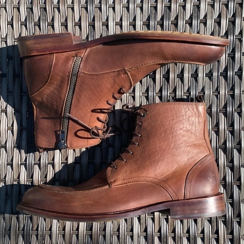 𝅺kenneth Cole for Saks Fifth Avenue RED First Class Leather Ankle Boots - Brown